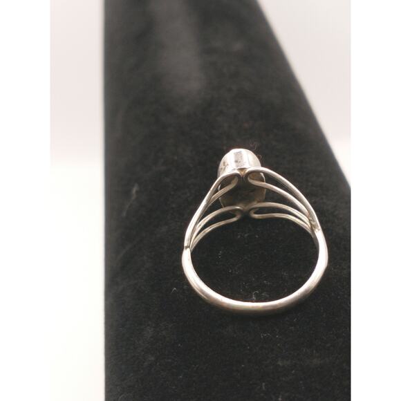 Vintage Sterling .925 Silver Mother-of-Pearl Ring 7 Delicate Feminine Retro - Picture 4 of 9